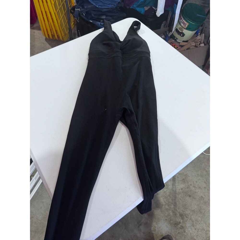 Fabletics Womens Black Twist Front Open Back Active Jumpsuit Medium 3M10